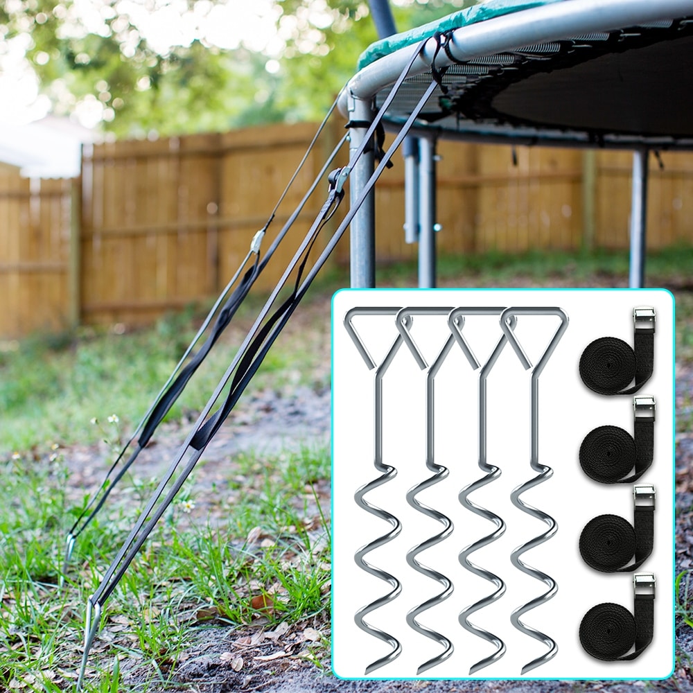 8PCS Heavy Duty Trampoline Parts Steel Stakes Anchor Kit With
