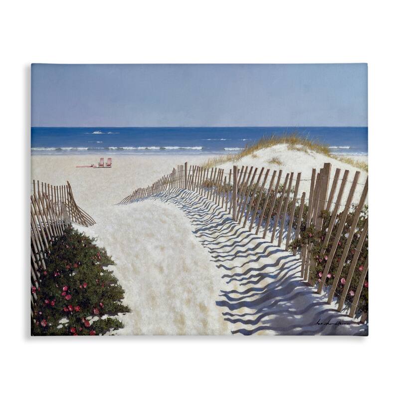 Stupell Fenced Pathway to Beach Summer Nautical Painting Canvas Wall Art - Multi-Color - 24 x 30