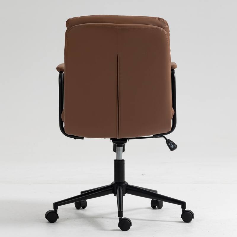 GDF Studio - Ergonomic PU Leather Mid-Back Office Chair with Reclining Backrest with Padded Armrests and 360° Swivel Mobility