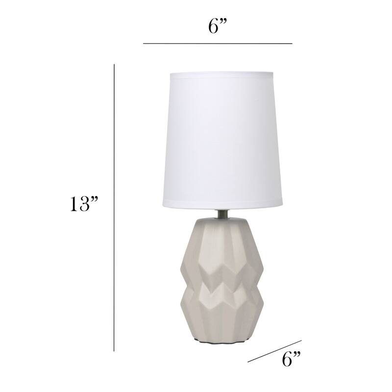 Geometric Ceramic Table Lamp with White Drum Shade - 19.5" - Gray