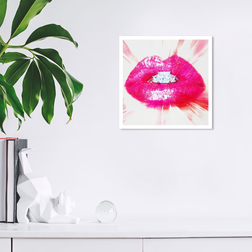 Wynwood Studio Canvas Fashion and Glam Diamonds and Kisses Pink and Hot Pink Glam Wall Art Canvas Print