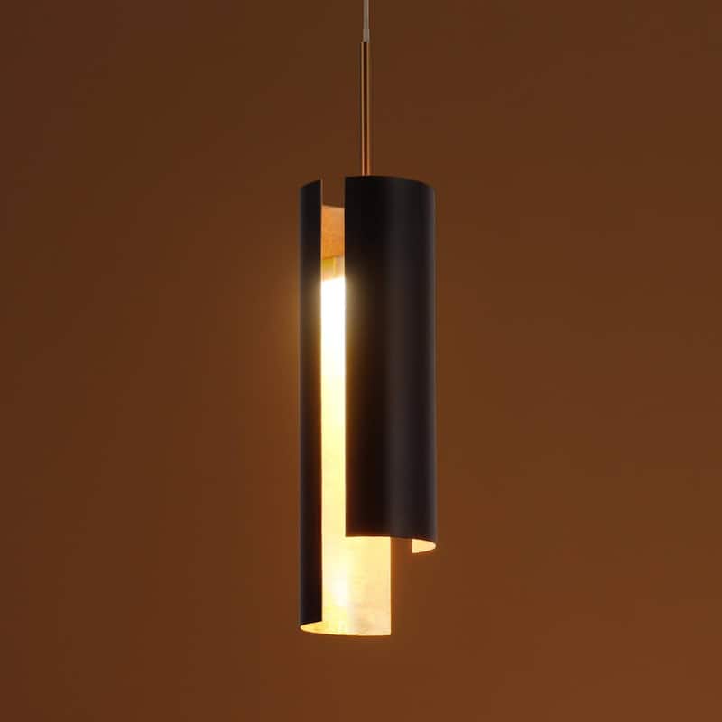 Black White 1-Light Modern Brass Gold LED Pendant Light Fixture for Kitchen Island - 3 x 3 x 14.3
