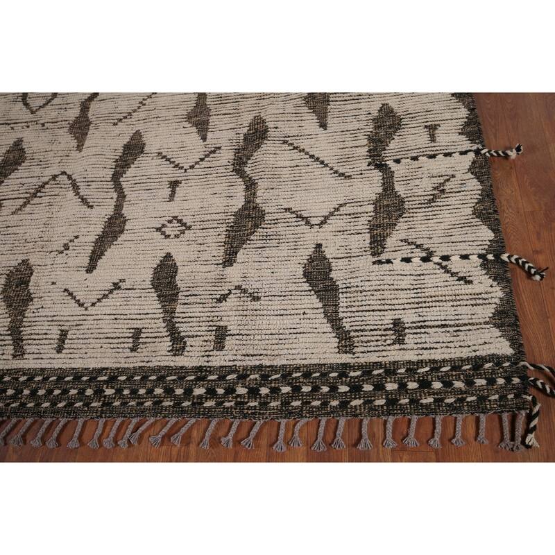 All-Over Abstract Moroccan Area Rug Handmade Modern Wool Carpet - 7'10"x 11'10"