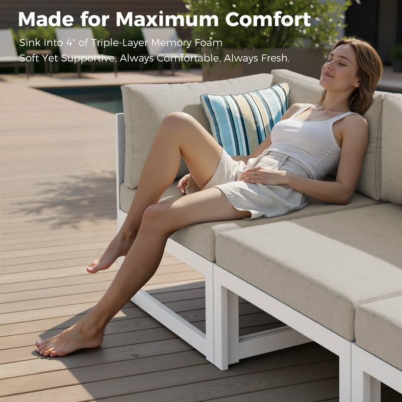 11-Piece Luxury Aluminum Outdoor Furniture Set with Chaise Lounge & Fire Pit Table, 29" Deep Seating Aluminum Patio Sectional