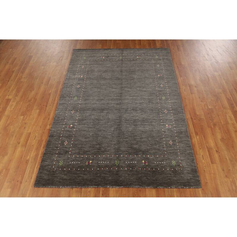 Tribal Gabbeh Indian Area Rug Handmade Modern Wool Carpet - 5'1" x 7'8"