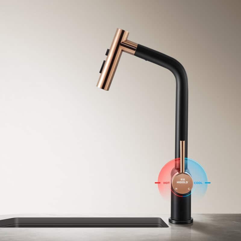 HIGOLD Kitchen Faucet with Pull Down Sprayer, Cold & Hot Water Function