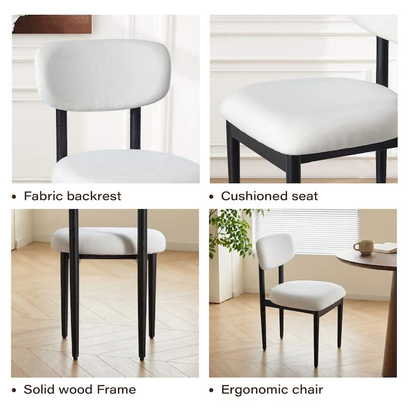 Modern Upholstered Dining Chair with Solid Wood Legs Side Chair for Kitchen Dining Room Living Room (Set of 2)