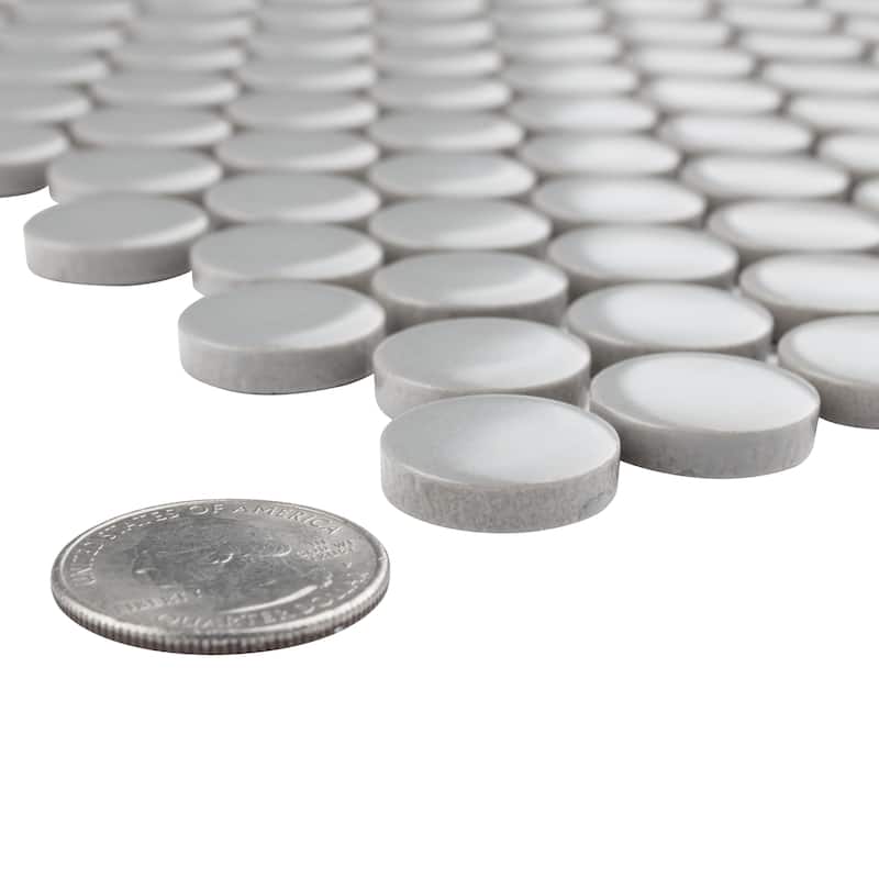 Merola Tile Metro Penny Matte Light Grey 9-3/4" x 11-1/2" Porcelain Mosaic Floor and Wall Tile