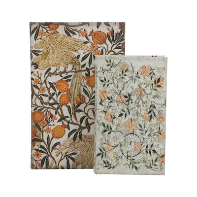 A&B Home Set of 2 Decorative Book Boxes with Vibrant Multi-Floral Motifs