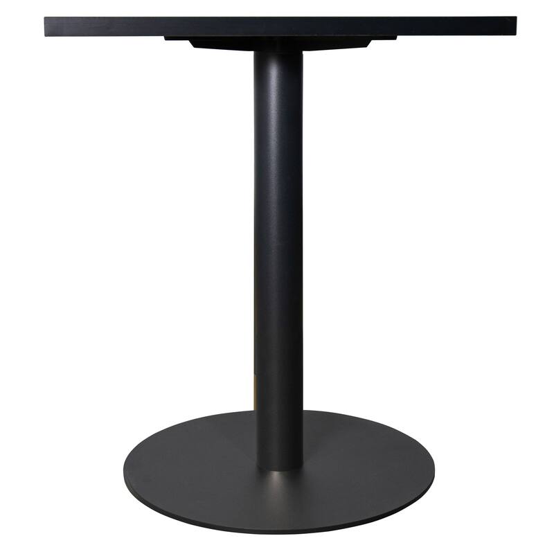 Vail Square Dining Table with 24 in. MDF Tabletop in Black Stainless Steel Round Pedestal Base Accent Kitchen Table