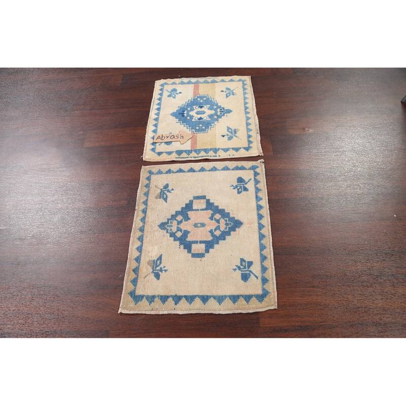 Set Of 2 Anatolian Turkish Oriental Area Rug Hand-knotted Wool Carpet - 1'9" x 2'2" Square