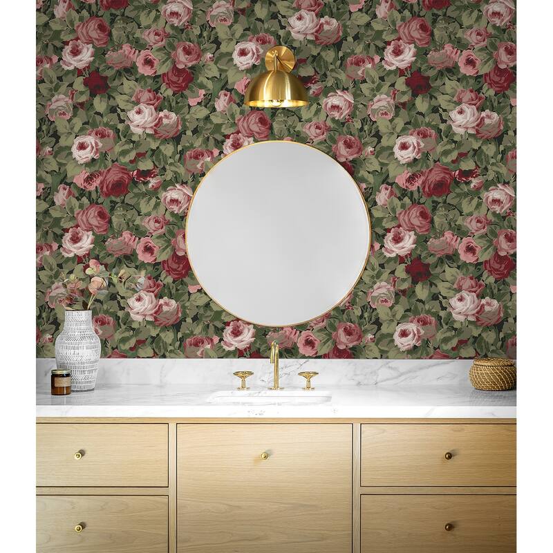NextWall Rose Garden Peel and Stick Wallpaper