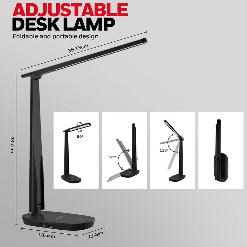 Honeywell LED Desk Lamp Dimmable Light with USB Foldable Table Lamp - N/A