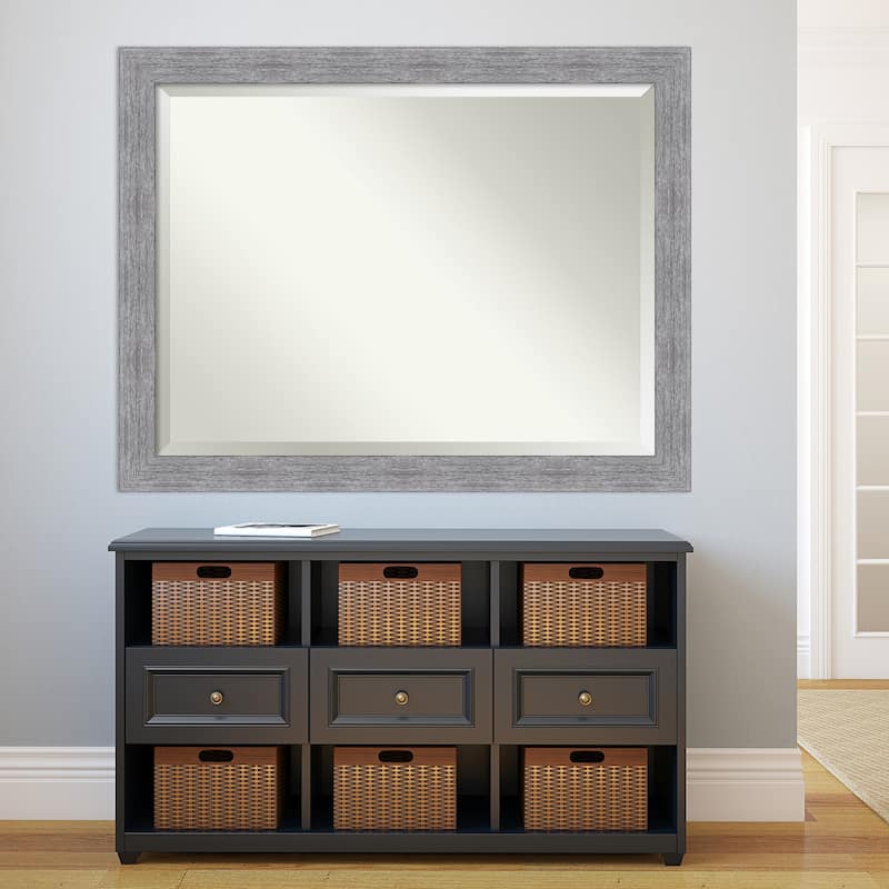 Beveled Bathroom Wall Mirror - Bark Rustic Char Frame