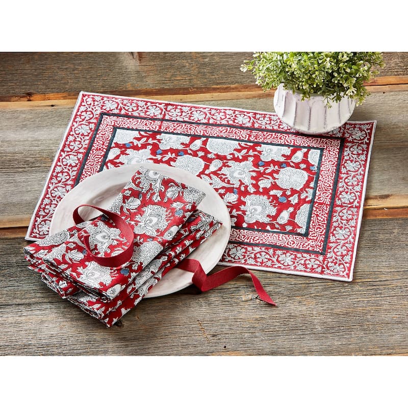 Janis Black Print Cloth Napkins Set of 4 Multicolor Cotton Kitchen Textiles 20x20 Machine Wash Summer Decor - 20 x 20