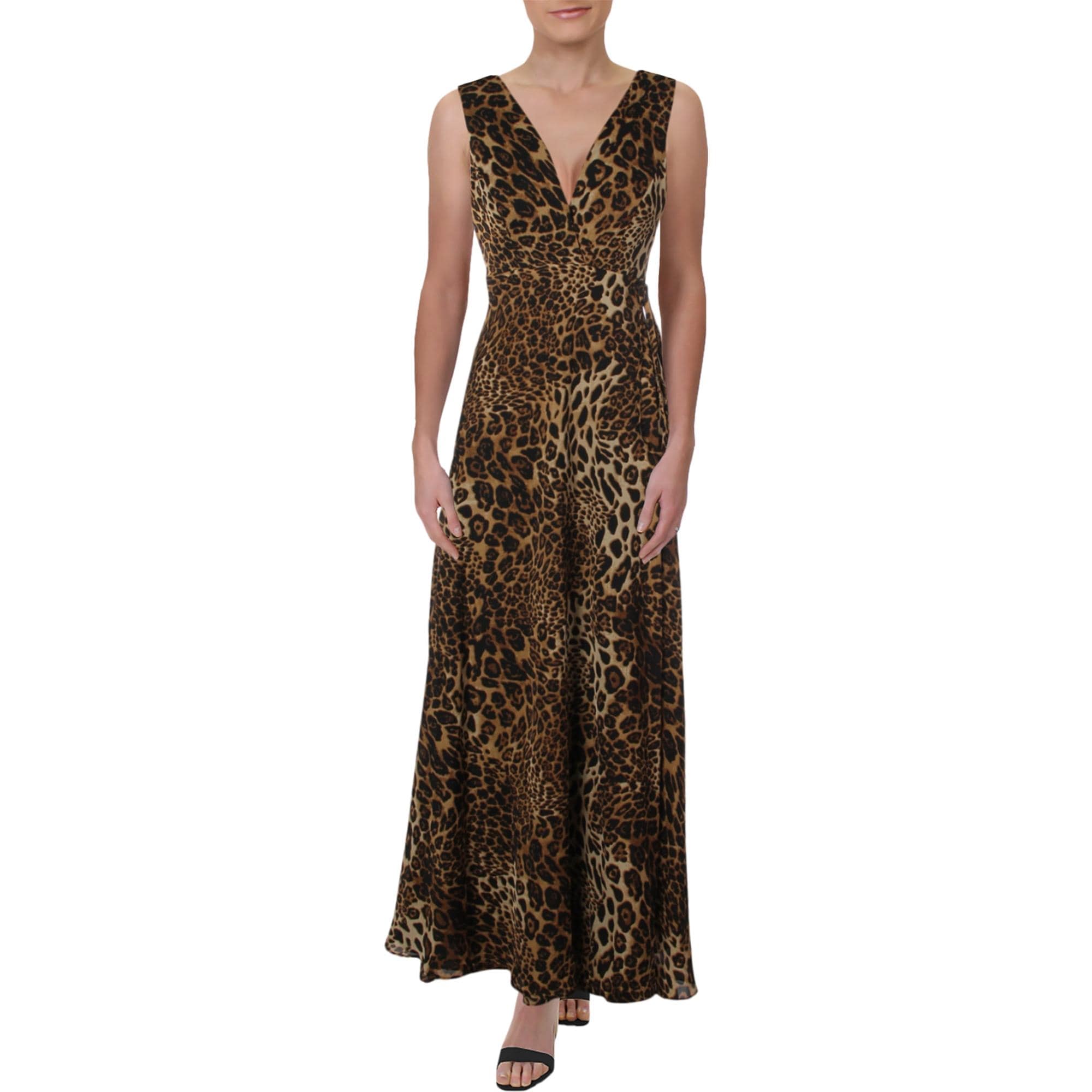 animal print maxi wrap dress