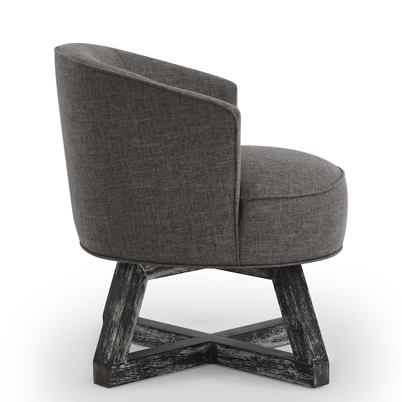 Swivel Lounge Chair With Cross-shaped Wooden Base, Solid Wood Legs, 360°freely Swivel Chair, For Living Room, Bedroom