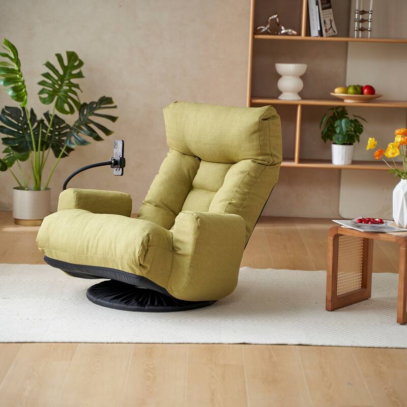 Adjustable Lounge Sofa Chair with 360° Rotating Base and Built-In Phone Holder