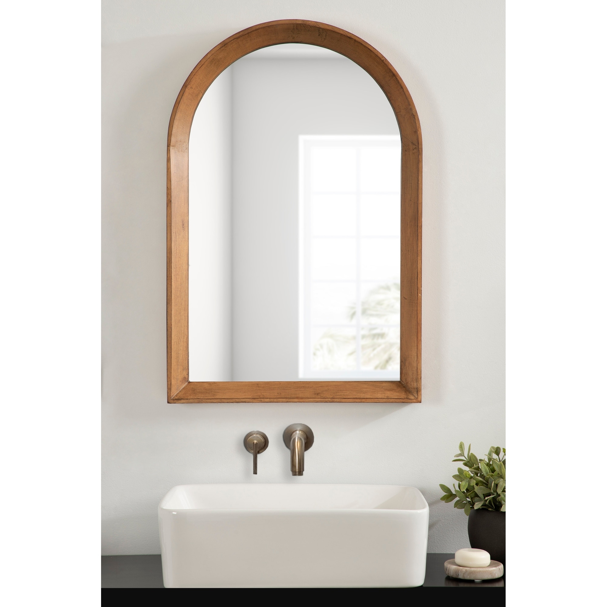 Kate and Laurel Hartman Wood Framed Arch Wall Mirror
