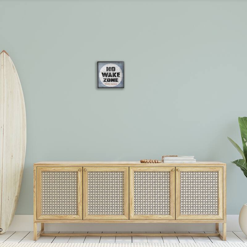 Stupell No Wake Zone Beach Plank Framed Giclee Texturized Art, 12 x 1.5 x 12, Made in USA