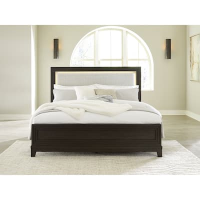 Signature Design by Ashley Neymorton Dark Brown/Gray Upholstered Panel Bed