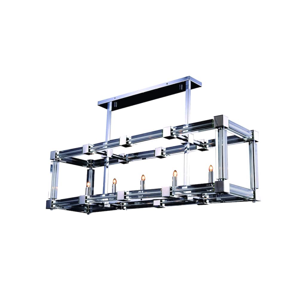 5-Light Chrome Cage Chandelier With Crystal Accents