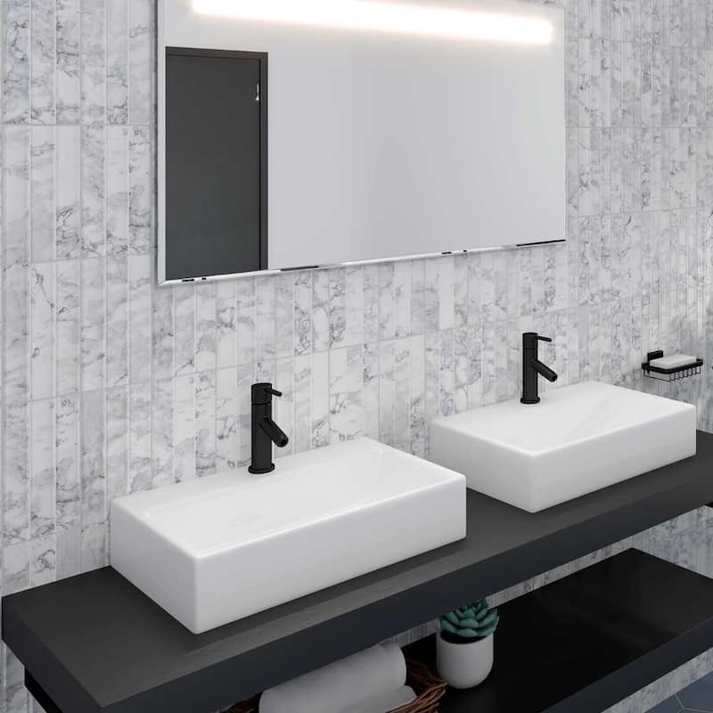 Lyrical 4.5x9 Matte Marble Look Porcelain Fluted Ribbed Tile - Wall, Backplash