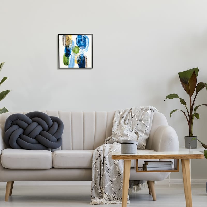 Stupell Vivid Blue Circle Shapes Abstract Pebbled Design Framed Wall Art, Design by Liz Jardine