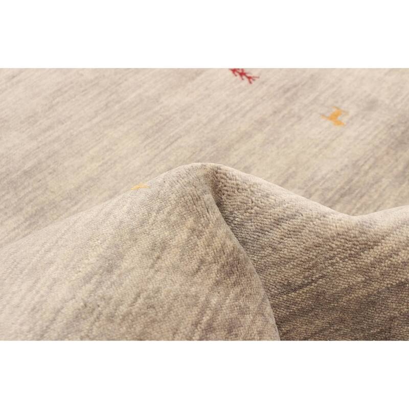 ECARPETGALLERY Hand Loomed Kashkuli Gabbeh Grey Wool Rug - 2'7 x 7'6