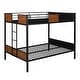 preview thumbnail 15 of 14, Brown Full over Full Size Metal Bunk Bed with Safety Rail and Built-in Ladder