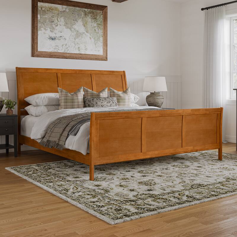 AFI, Portland Solid Wood Low Profile Platform Bed with Matching Footboard