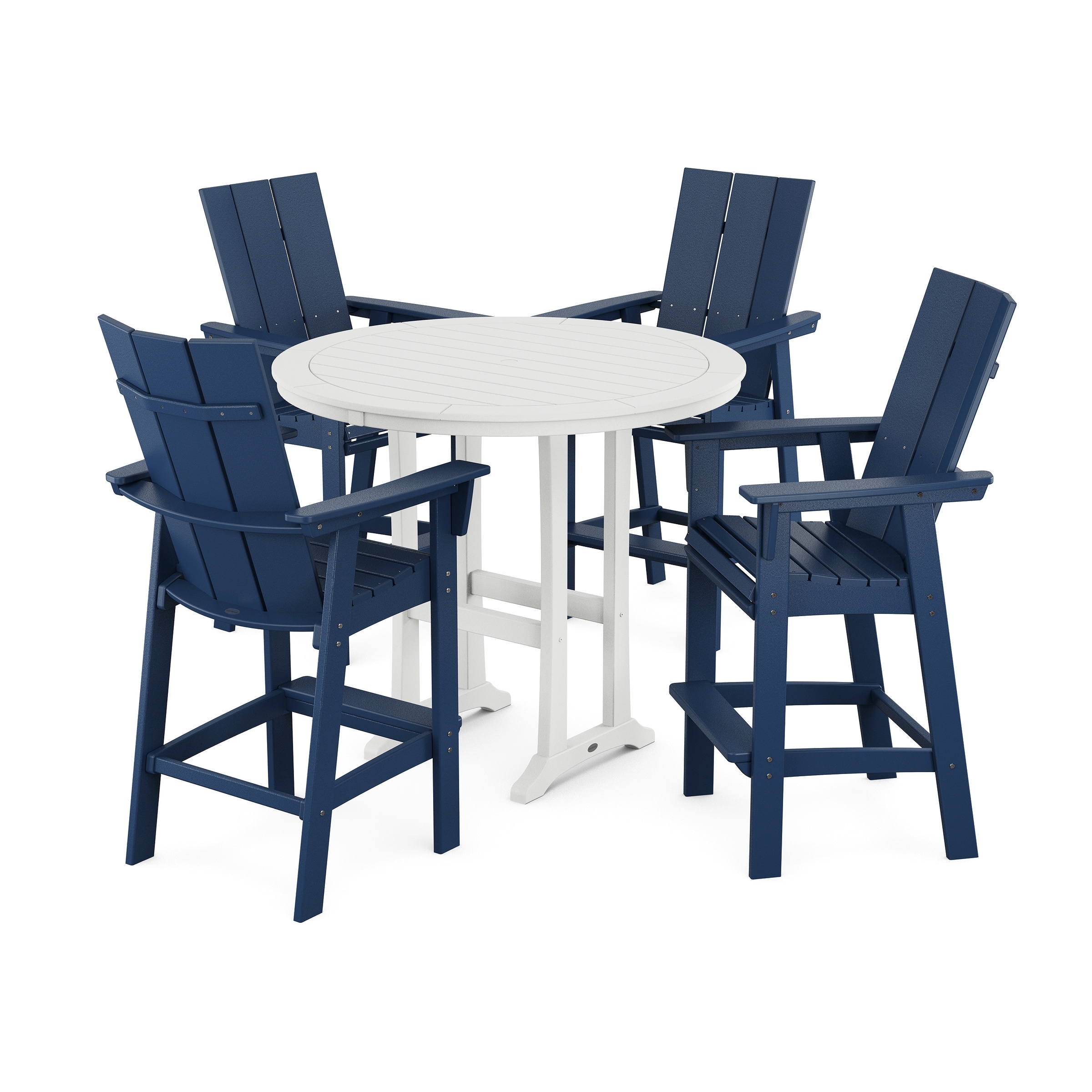 POLYWOOD Modern Adirondack 5-Piece Nautical Trestle Bar Set