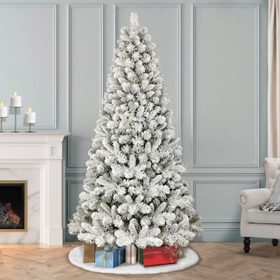Puleo International 7.5' Flocked Virginia Pine Artificial Christmas Tree