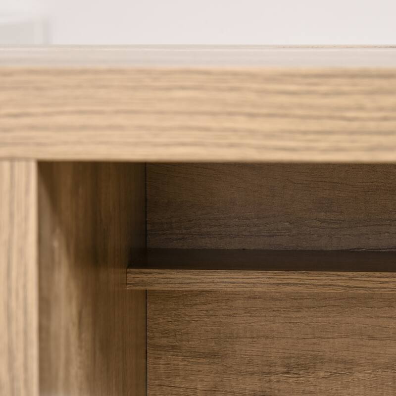 HOMCOM Rectangle Computer Desk with Thick Board and Display Shelves for Home Office Table Workstation
