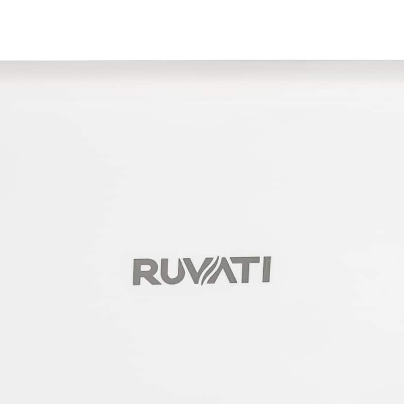 Ruvati 30-inch Fireclay Farmhouse Offset Drain Kitchen Sink Single Bowl Black and White Dual Color RVL4018RBW - 8' x 11'