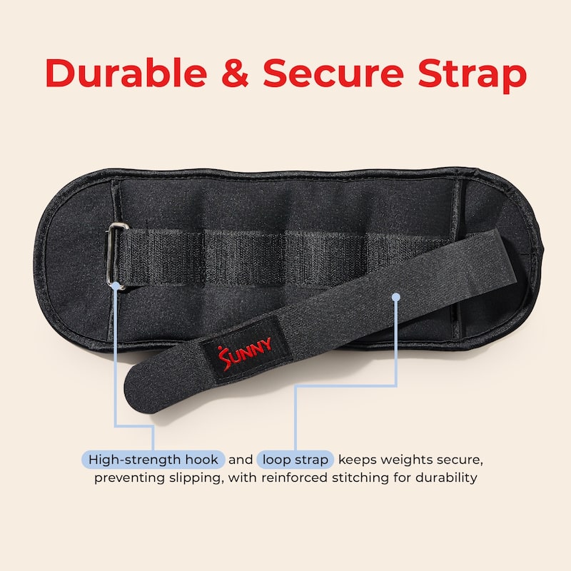 Sunny Health & Fitness Ankle Weight 4-Pound (Pair) - SF-WA01-4 - Black