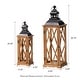 preview thumbnail 10 of 49, Glitzhome 2-Piece Oversize Farmhouse Wood/ Metal Hanging Candle Holders Decorative Lanterns