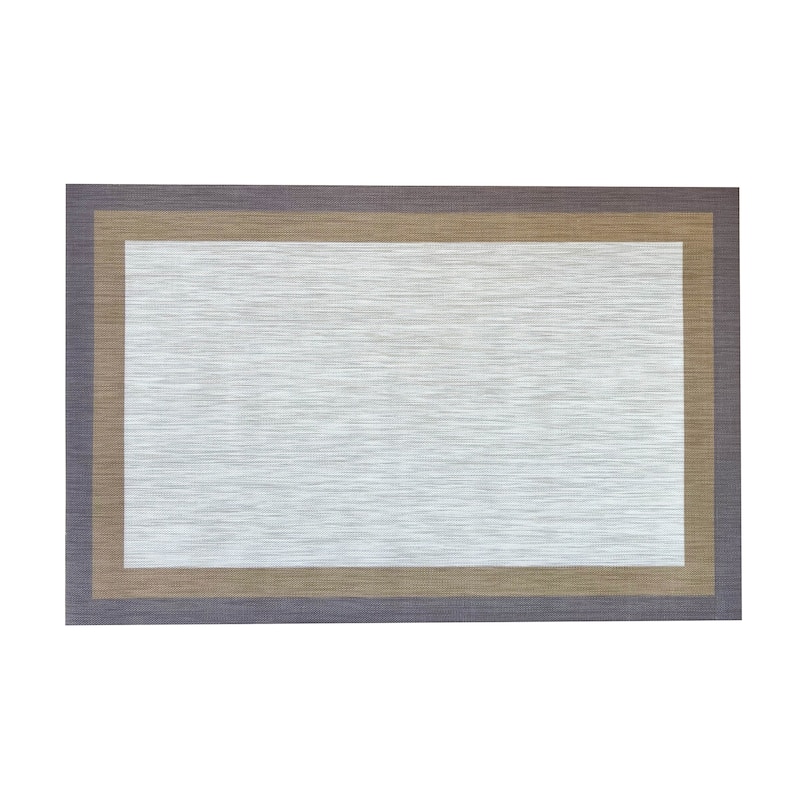 Casahola Woven Vinyl Home Kitchen Floor Mat Waterproof Area Rug for Indoor/Outdoor - 36" x 24" - Aspen Beige