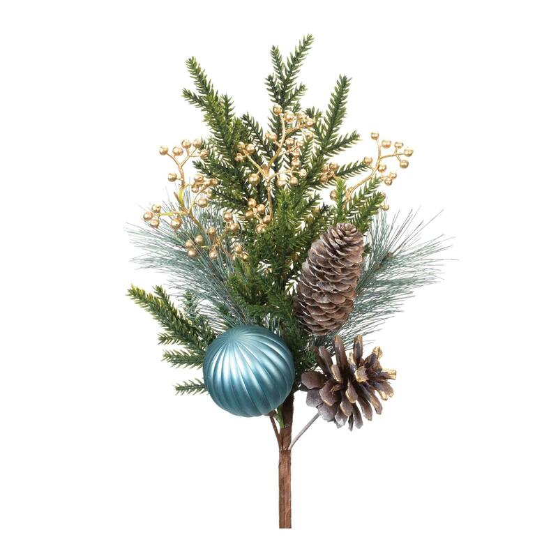 Set of 2 Pine with Ornament Artificial Christmas Sprays 18.5"