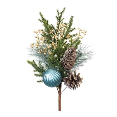 Set of 2 Pine with Ornament Artificial Christmas Sprays 18.5"