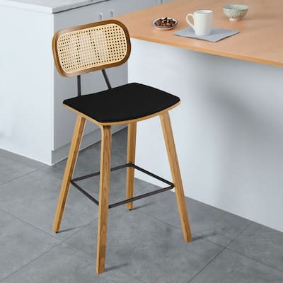 26" Upholstered Wood Counter Height Bar Stools - 17.7"W x 19.5"D x 35.1"H