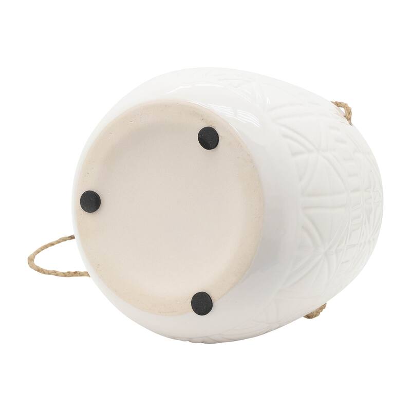 Sagebrook Home Neutral Textured Ceramic Hanging Planter