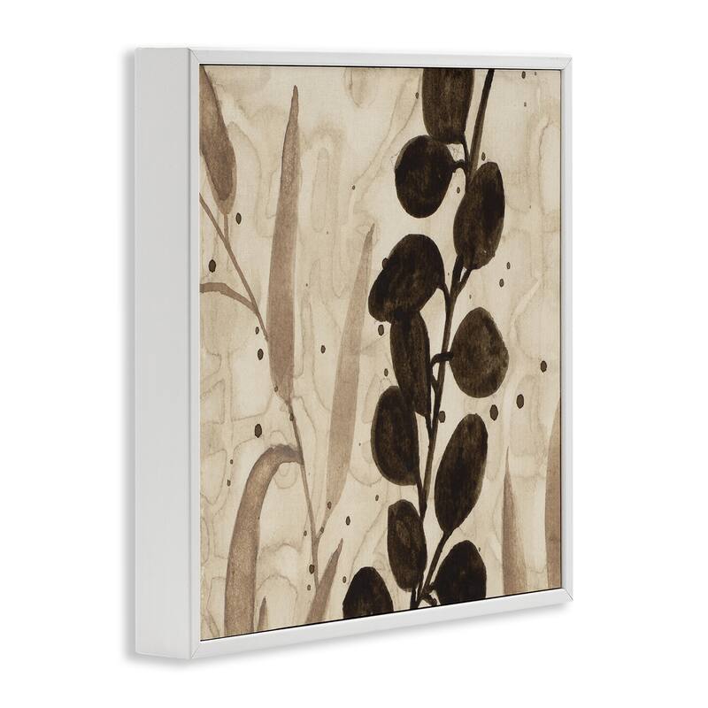 Stupell Asymmetrical Natural Leaves Framed Giclee Art Design By Krinlox