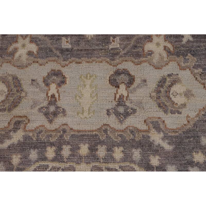 Vegetable Dye Oushak Turkish Area Rug Grey Hand-Knotted Wool Carpet - 6'1"x 9'0"