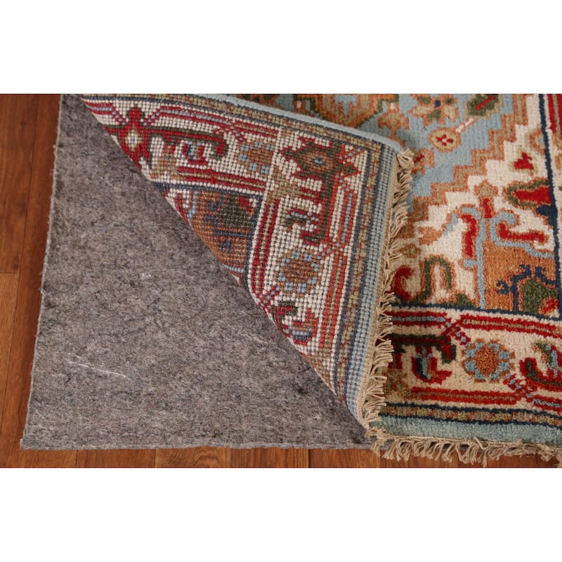 Light Blue Heriz Serapi Style Runner Rug Handmade Wool Carpet - 2'5" x 10'3"