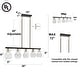 preview thumbnail 8 of 9, Modern Industrial 5-Light Black Gold Linear Chandelier Clear Glass Kitchen Island Lights for Dining Room