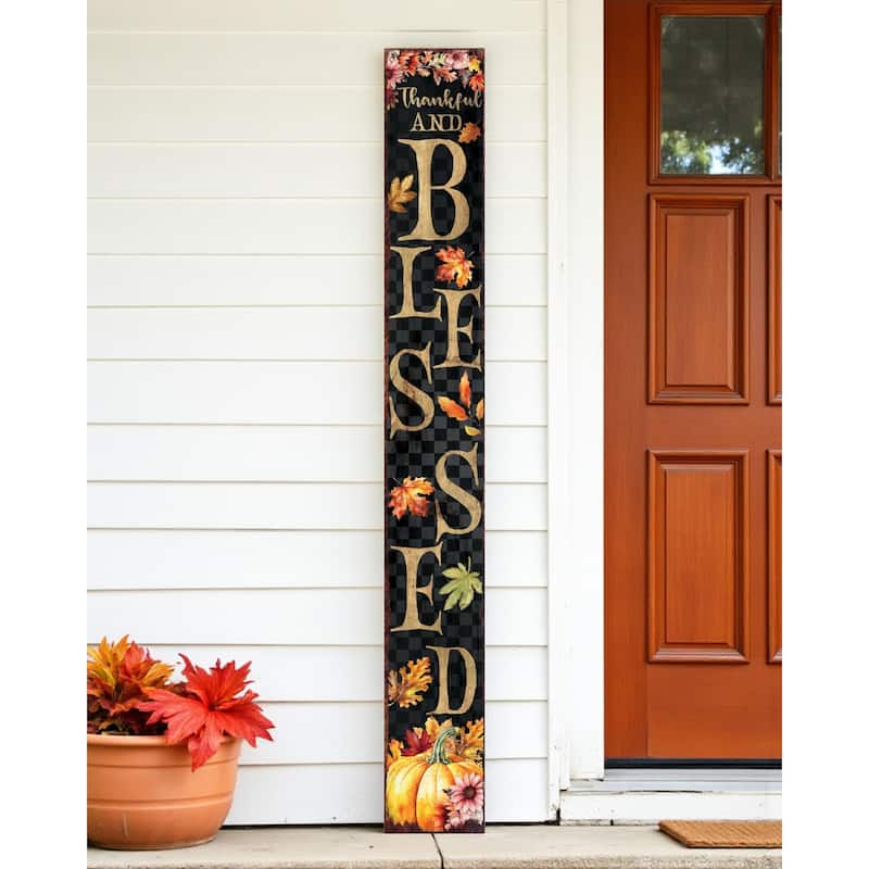 HomeRoots 72" Black Gold And Orange Solid Wood Porch Sign - Orange/Gold/Black - Wood