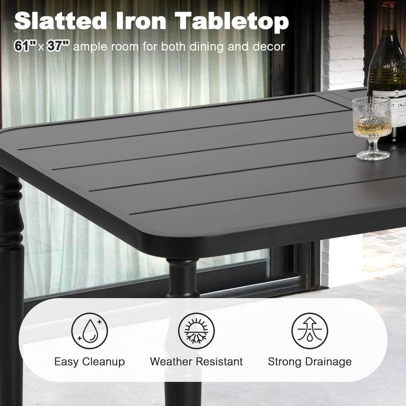Outdoor 7-Piece Padded Textilene Metal Dining Set with 1.6'' Umbrella Hole