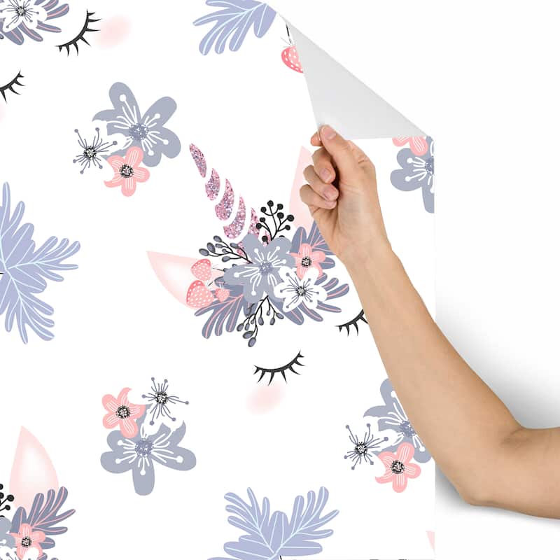 Cute Unicorn Head Removable Wallpaper - 10'ft H x 24''inch W