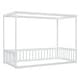 preview thumbnail 5 of 6, Twin Size Canopy Frame Floor Bed with Fence, Guardrails,White